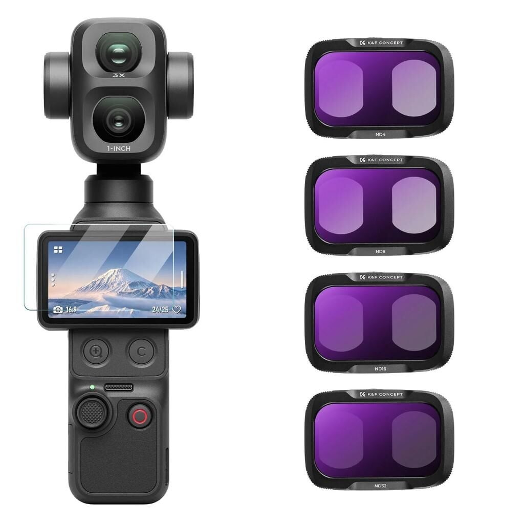 K&F Concept Dji Osmo Pocket 4P İçin 4 Parça ND/PL Filtre Seti (ND8/PL, ND16/PL, ND32/PL, ND64/PL) (Plastik)