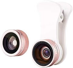 Kiwifotos 3in1 Akıllı Telefonlar İçin Geniş Açı & Makro & Balıkgözü Lens (Pembe)