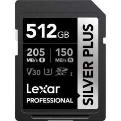 Lexar 512GB Silver Plus 205MB/s SDXC Hafıza Kartı