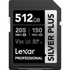 Lexar 512GB Silver Plus 205MB/s SDXC Hafıza Kartı
