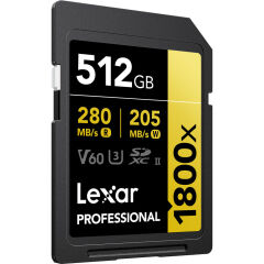 Lexar 512GB Gold 1800x V60 UHS-II SDXC Hafıza Kartı