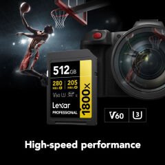 Lexar 512GB Gold 1800x V60 UHS-II SDXC Hafıza Kartı