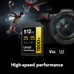 Lexar 512GB Gold 1800x V60 UHS-II SDXC Hafıza Kartı