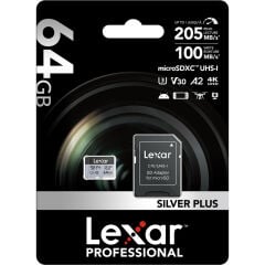 Lexar 64GB Silver Plus 205MB/s microSDXC Hafıza Kartı