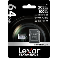 Lexar 64GB Silver Plus 205MB/s microSDXC Hafıza Kartı