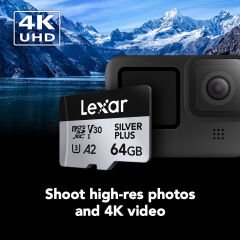 Lexar 64GB Silver Plus 205MB/s microSDXC Hafıza Kartı