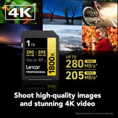 Lexar 1TB Gold 1800x V60 UHS-II SDXC Hafıza Kartı
