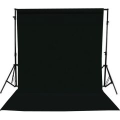 GDX 3x6 Metre Siyah Kumaş Fon Perde Yıkanabilir (Stand Hariç)