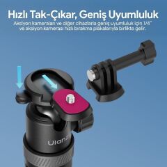 Ulanzi TT24 CKA 146cm Selfie Stick Tripod Kamera ve Telefon Uyumlu