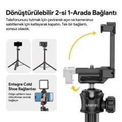 Ulanzi MT-44 149cm 2si 1 Arada Hızlı Açılır Selfie Çubuğu Tripod Telefon Kamera Uyumlu