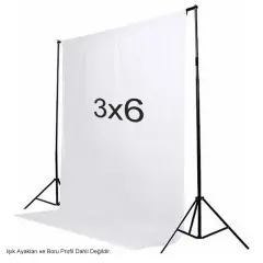 GDX 3x6 Metre Beyaz Kumaş Fon Perde Yıkanabilir (Stand Hariç)