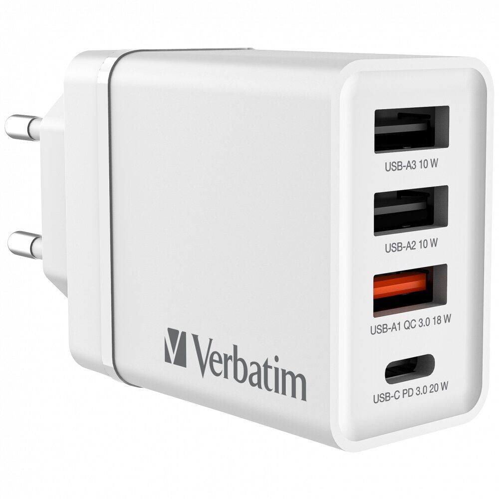Verbatim 30W 4 Bağlantı Noktalı USB Duvar Şarj Cihazı - Beyaz