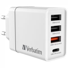 Verbatim 30W 4 Bağlantı Noktalı USB Duvar Şarj Cihazı - Beyaz