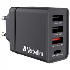 Verbatim 30W 4 Bağlantı Noktalı USB Duvar Şarj Cihazı - Siyah