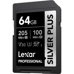 Lexar 64GB Silver Plus 205MB/s SDXC Hafıza Kartı