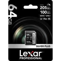 Lexar 64GB Silver Plus 205MB/s SDXC Hafıza Kartı