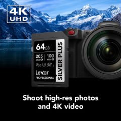 Lexar 64GB Silver Plus 205MB/s SDXC Hafıza Kartı