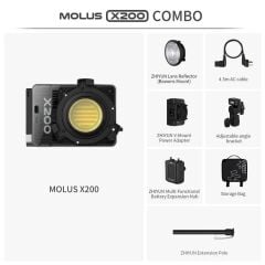 Zhiyun Molus X200 Combo 200W COB Taşınabilir LED Video Işığı - Siyah
