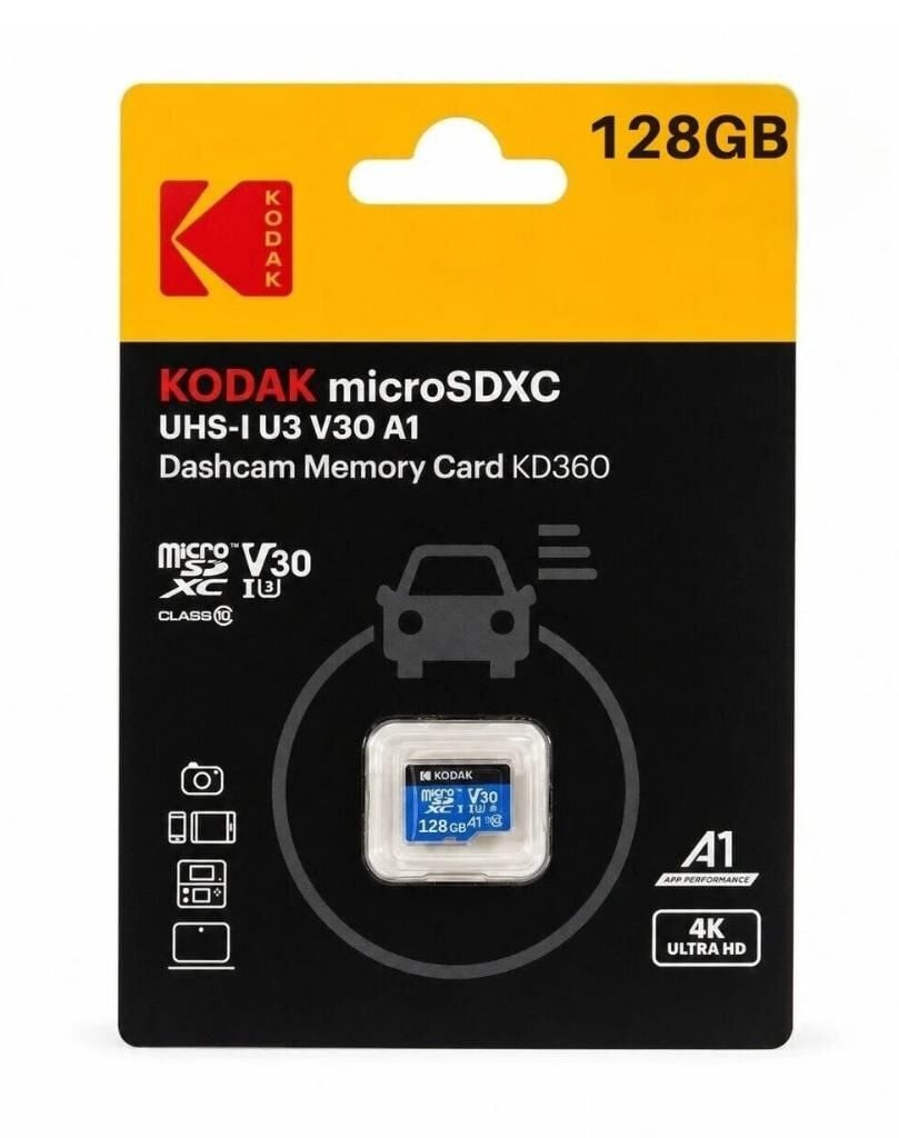 Kodak 128GB UHS-I U3/V30/A1 Araç Kamerası için MicroSD Kart KD360