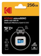 Kodak 256GB UHS-I U3/V30/A1 Araç Kamerası için MicroSD Kart KD360