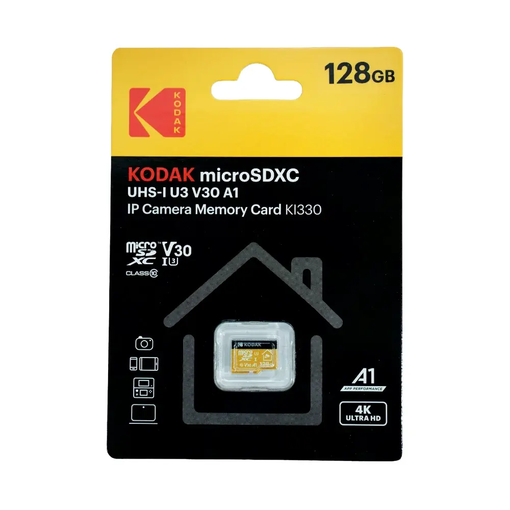 Kodak 128GB UHS-I U3/V30/A1 Güvenlik Kamerası için MicroSD Kart KI330