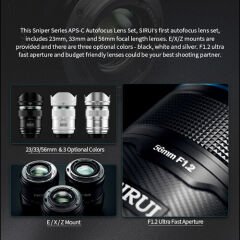 Sirui Sniper 23mm, 33mm, 56mm f/1.2 APS-C AF Lens Seti (Fujifilm X)