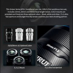 Sirui Sniper 23mm, 33mm, 56mm f/1.2 APS-C AF Lens Seti (Sony E, Siyah)